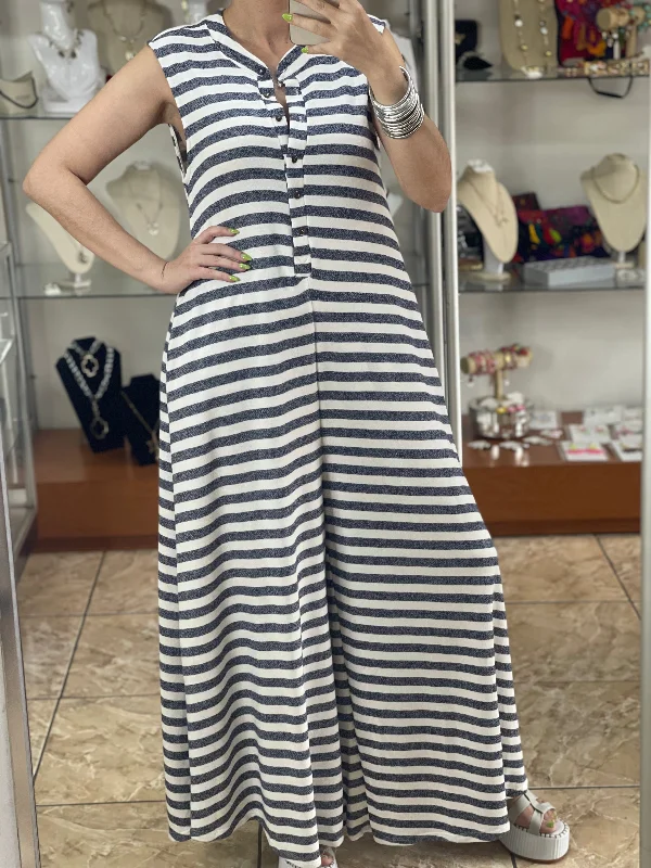 Wide Leg Stripes Jumpsuit