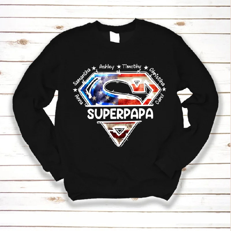 American Flag Supperpapa And Kids Sweatshirt