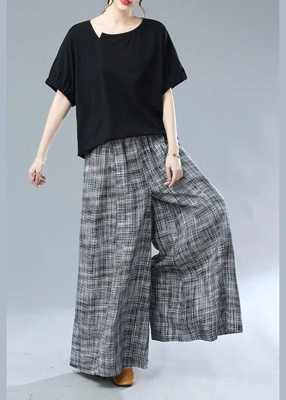 Bohemian Black Pockets Wide Leg Casual Fall Pants