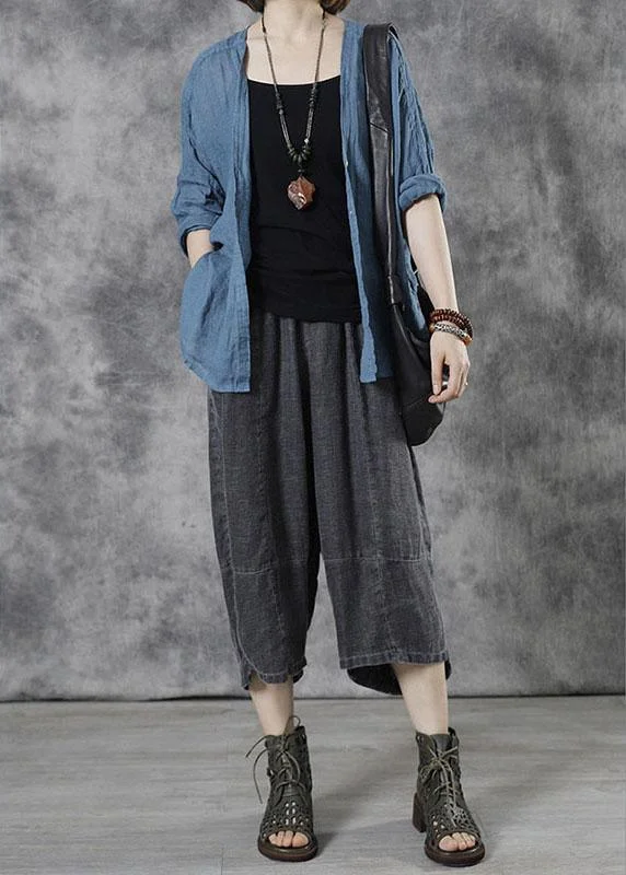 Bohemian Grey Pockets Loose Fall Pants