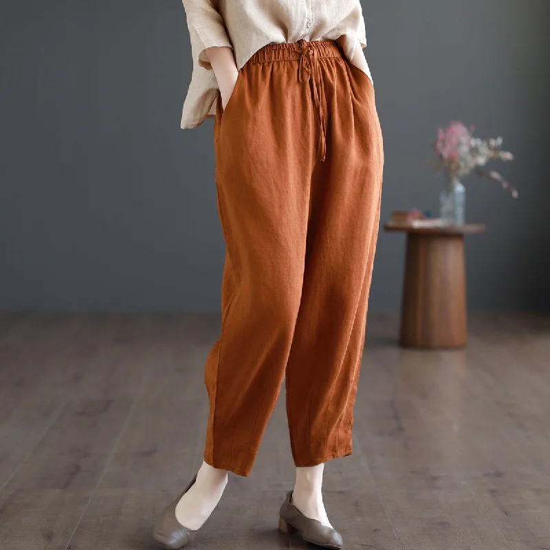 Casual Retro Solid Linen Loose Pants Summer