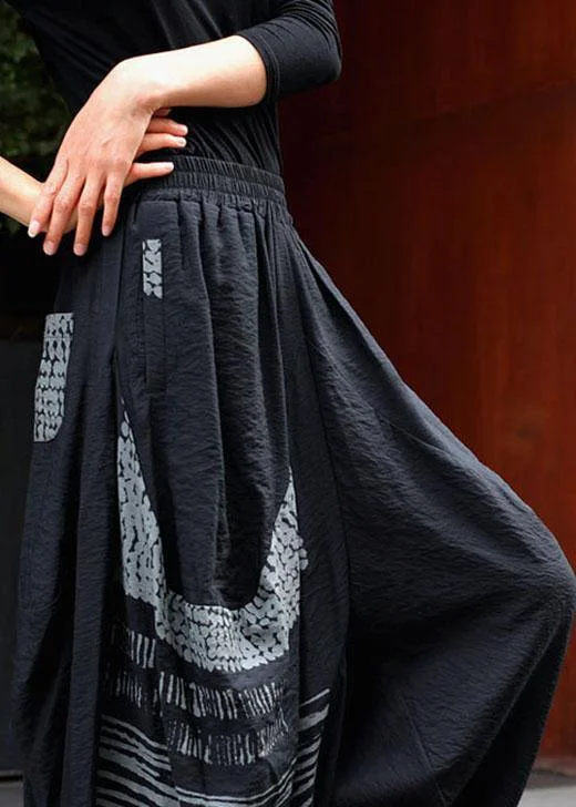 Chic Grey asymmetrical design Pockets lantern Winter Pants