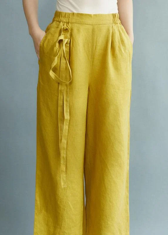 Chic Yellow Loose Straight Fall Casual Pants