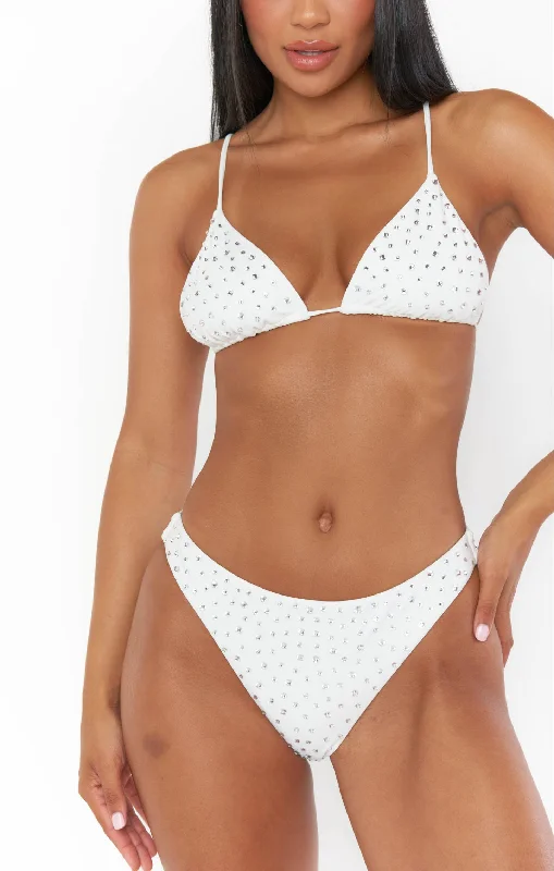 Cozumel High Side Bottom ~ White with Rhinestones