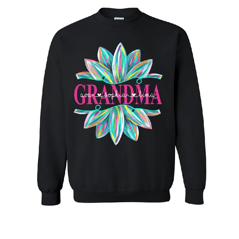 Custom Grandma Flower Color V2 With Grandkids Mother's Day TH Sweatshirt