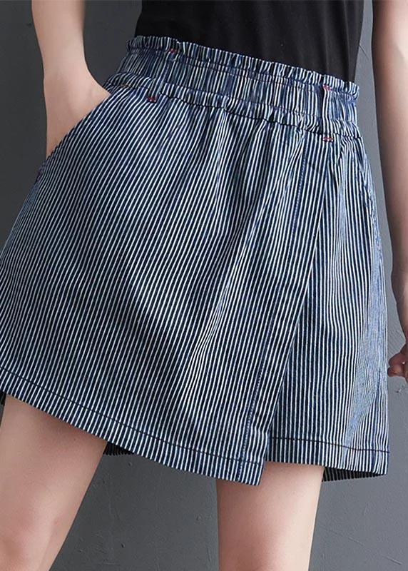 DIY Blue Striped Wide Leg hot pants Summer ( Limited Stock)