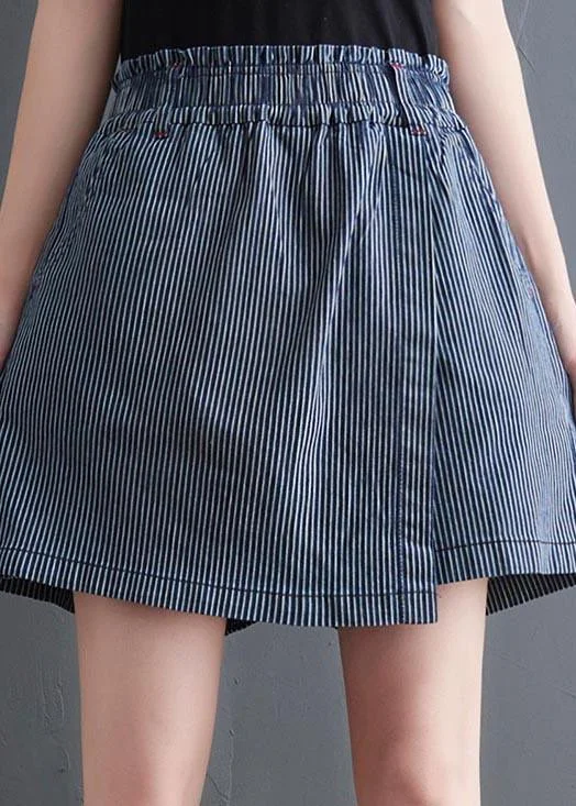 DIY Blue Striped Wide Leg hot pants Summer ( Limited Stock)