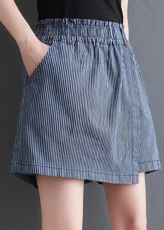 DIY Blue Striped Wide Leg hot pants Summer ( Limited Stock)