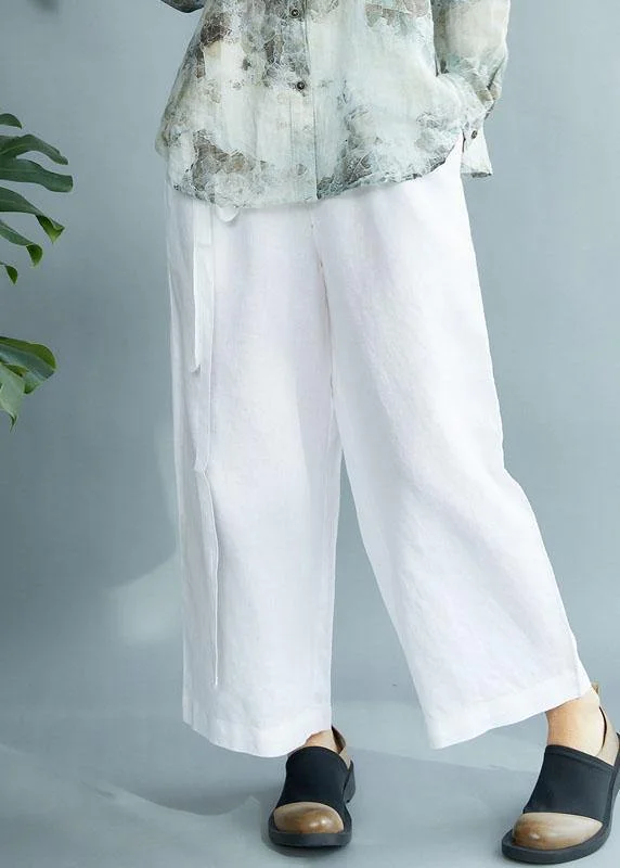 Diy White Loose Wide Leg Fall Asymmetrical Design Pants