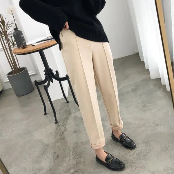 Elastic Waist Women Pencil Pants Plus Size Office Ladies Long Pants Elegant Women Trousers