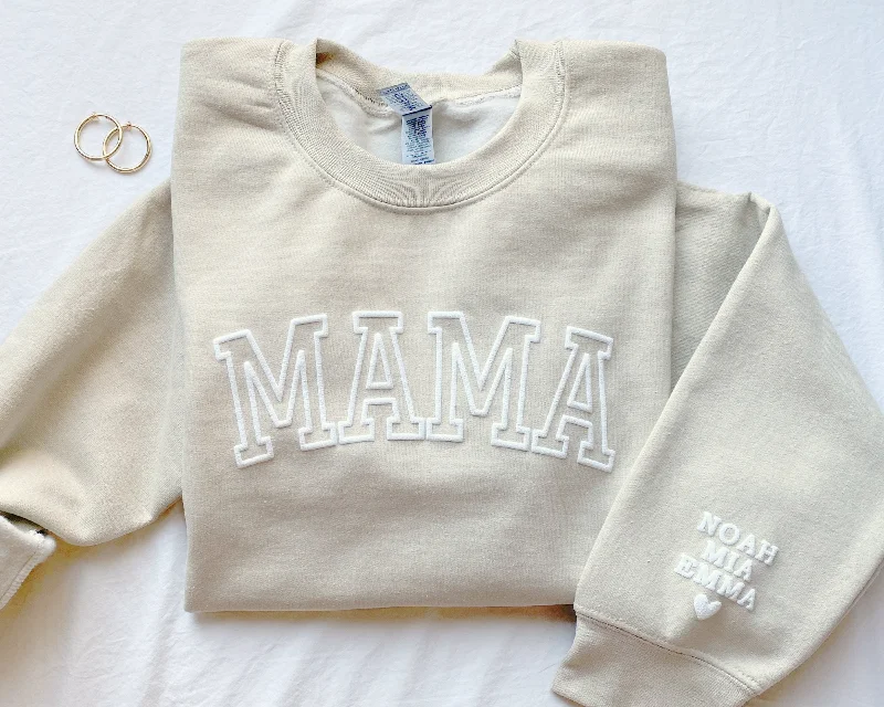 Embossed Grandma With Grandkids Sweatshirt, Custom Mom Grandma Puff Print Sweatshirt