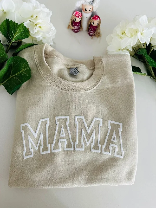 Embossed Grandma With Grandkids Sweatshirt, Custom Mom Grandma Puff Print Sweatshirt