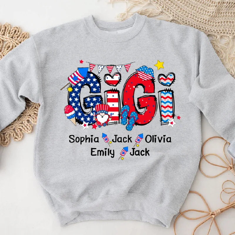 Gigi Custom Name america firework And Grandkids Sweatshirt