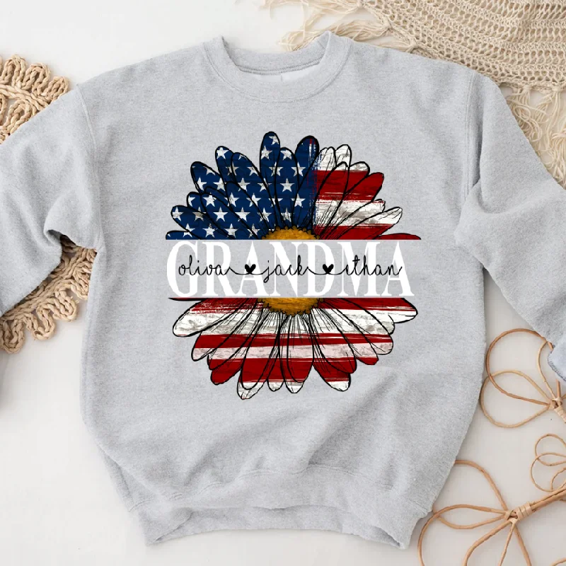 Grandma Flag And Grandkids Flower Daisy Sweatshirt