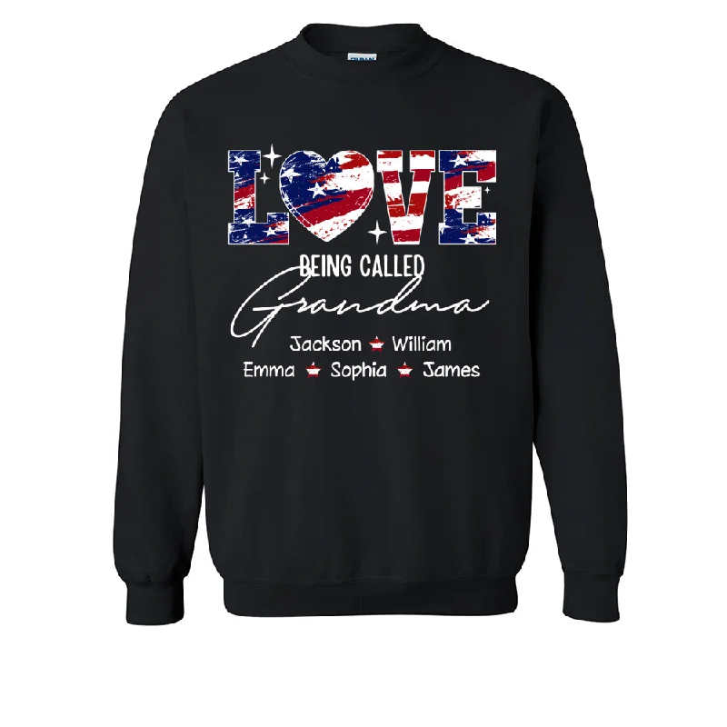 Love Being Called Grandma 4th Of July, Custom Grandma & Kids TH Sweatshirt