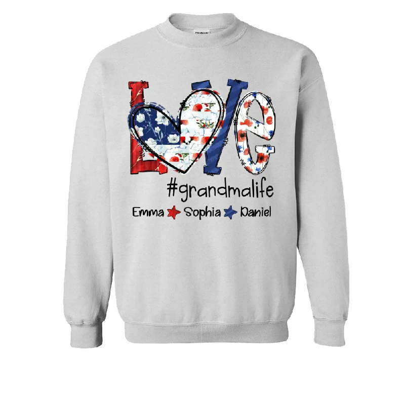 Love Grandmalife 4th Of July Shirt, Custom Grandma & Kids TH Sweatshirt