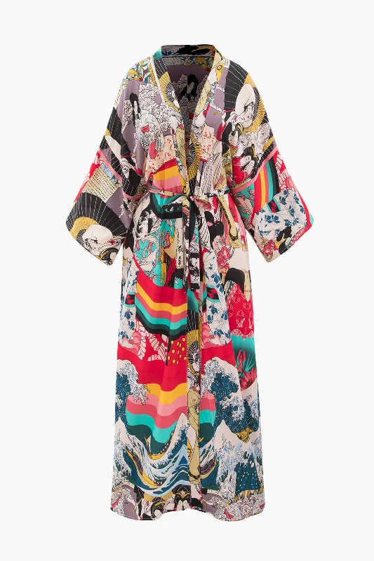 Allover Print Kimono Sleeve Cover Up