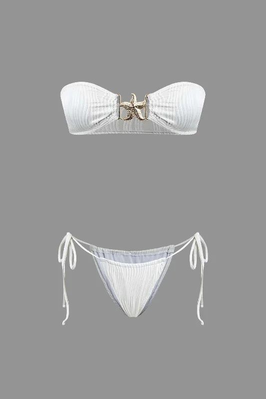 Starfish Decor Bandeau Tie Bikini Set