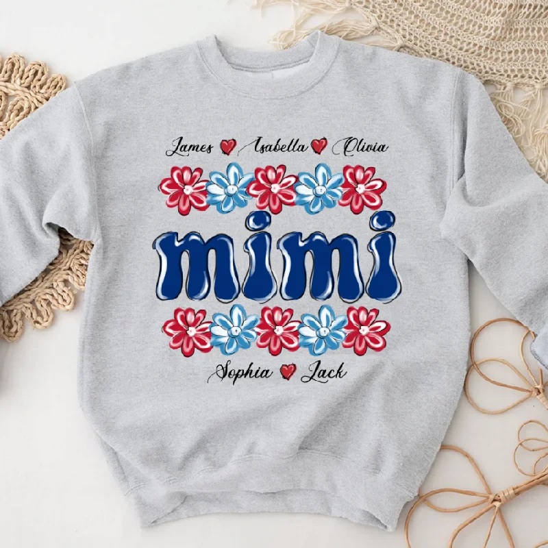 Mimi flower And Grandkids 4th of july Sweatshirt