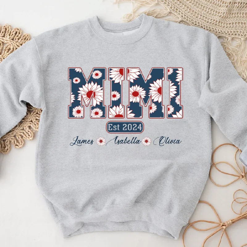 Mimi flower And Grandkids Est  Sweatshirt