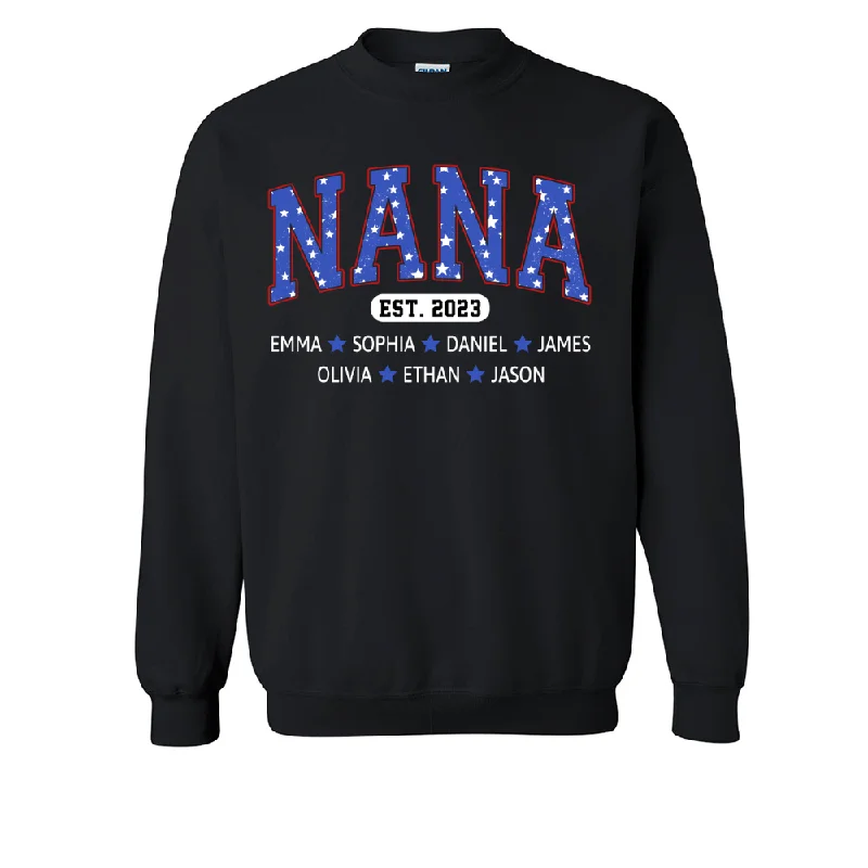 Nana Est 4th Of July Shirt, Custom Grandma With Kids TH Sweatshirt