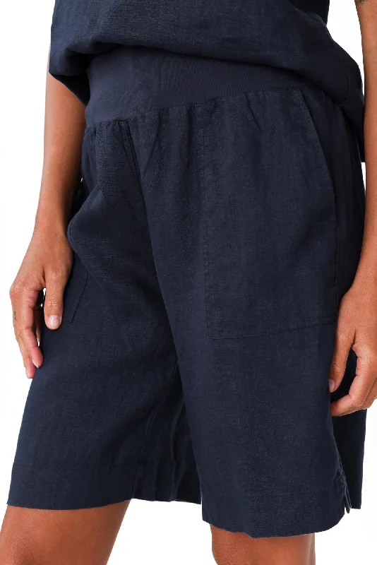 Aster Navy Linen Shorts