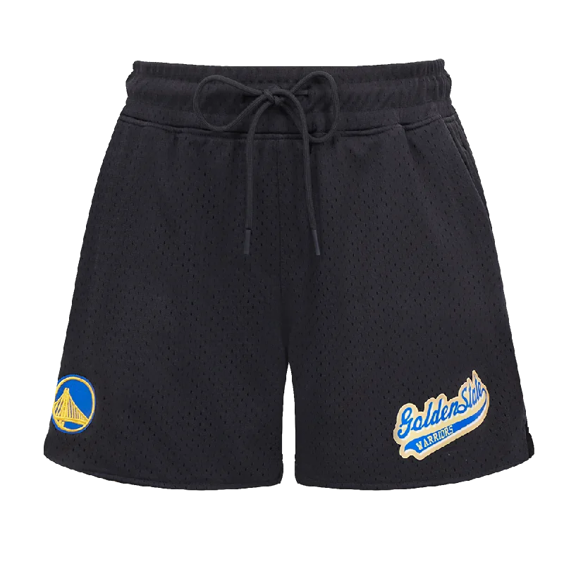 NBA GOLDEN STATE WARRIORS SCRIPT TAIL WOMEN'S MESH SHORT (BLACK)