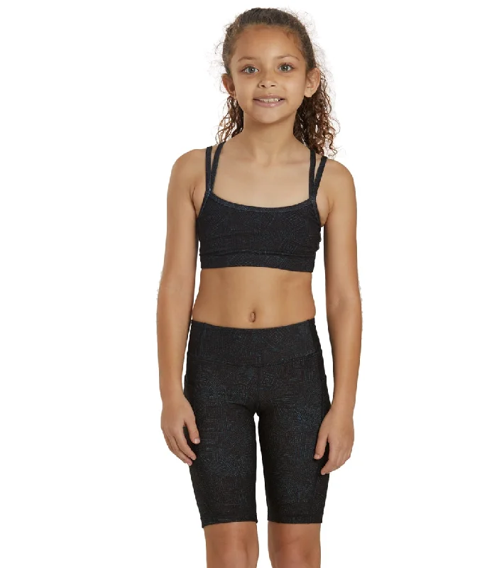 Everyday Yoga Girl Uphold Tribe High Waisted Biker Shorts with Pocket Black Tribal