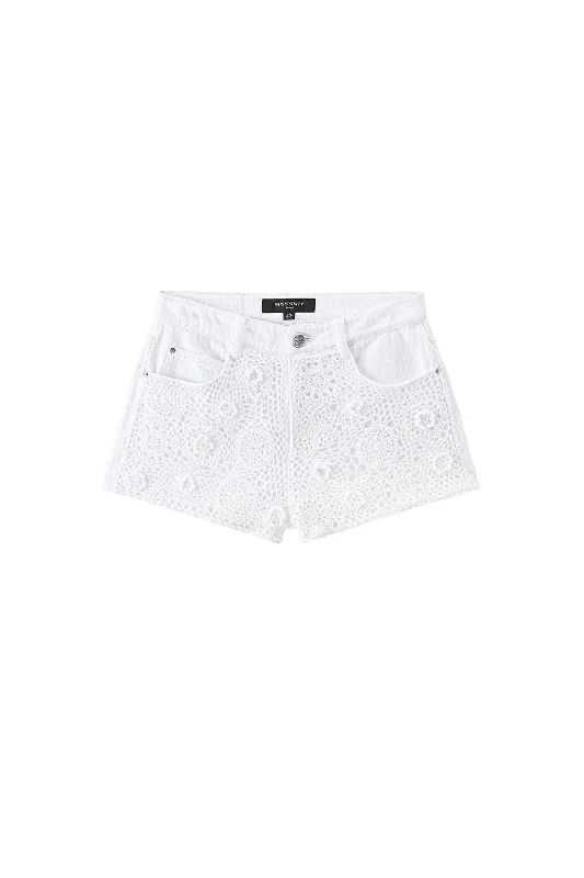 Hand-Crocheted Patchwork Denim Shorts