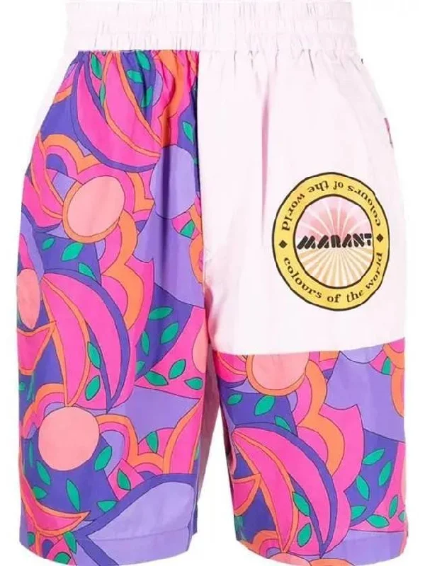 Graphic Printing Cotton Shorts Pink