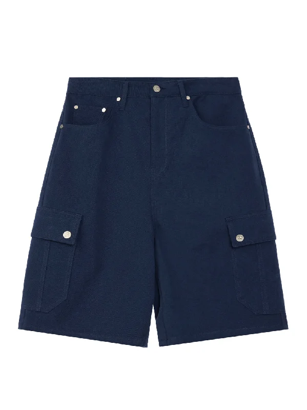 Logo Cotton Cargo Shorts (Deep Blue)