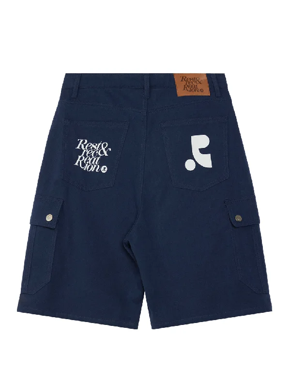 Logo Cotton Cargo Shorts (Deep Blue)