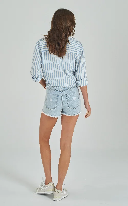 Tatiana High Waisted Sunbleached Denim Shorts