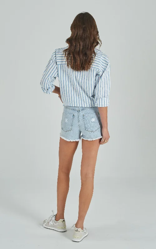 Tatiana High Waisted Sunbleached Denim Shorts