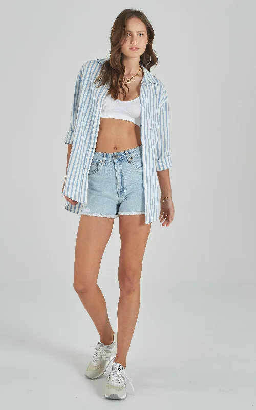 Tatiana High Waisted Sunbleached Denim Shorts