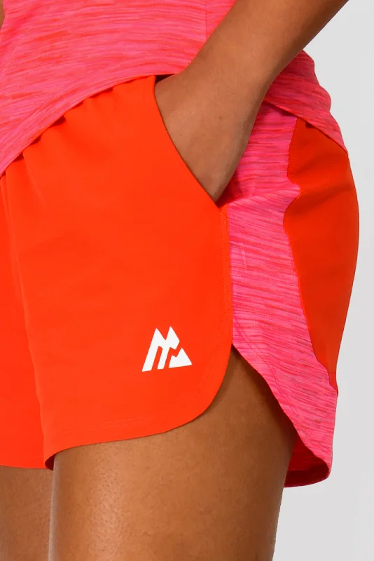 Women's Trail Panel Short - Red/Neon Pink