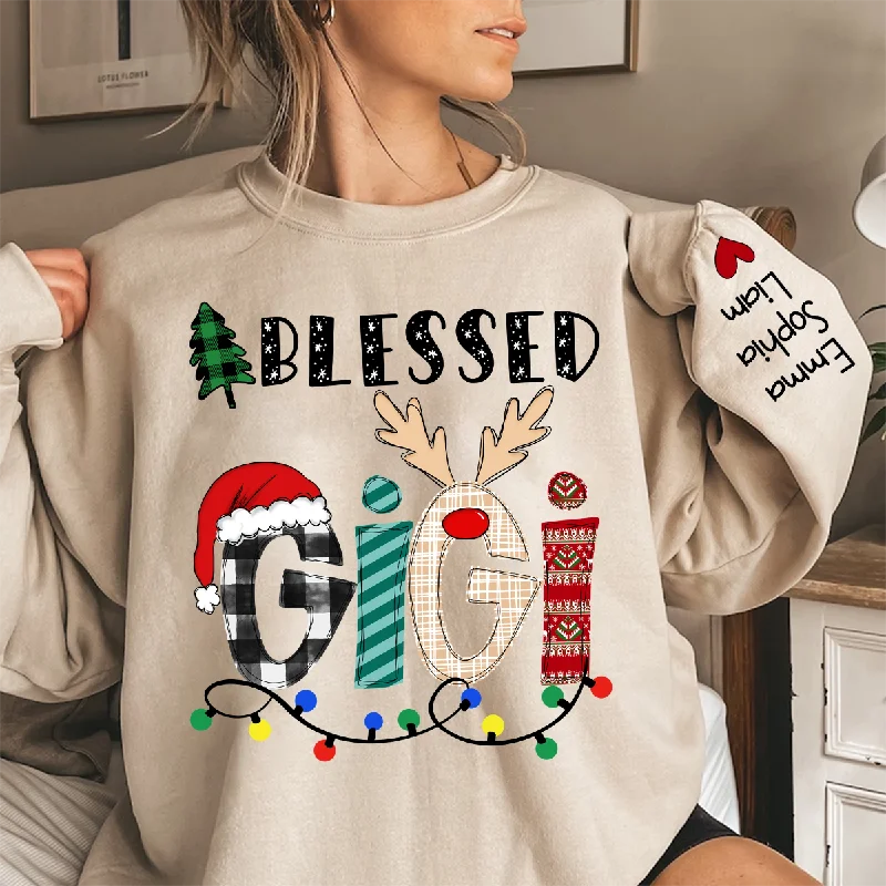 Christmas Blessed Gigi Nana Grandma Custom Name CTH01 Sweatshirt