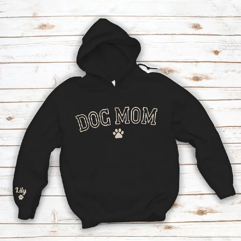 Custom Dog Mom Embroidered Sweatshirt with Pet Name on Sleeve, Fur Mama, Dog Lover Gifts