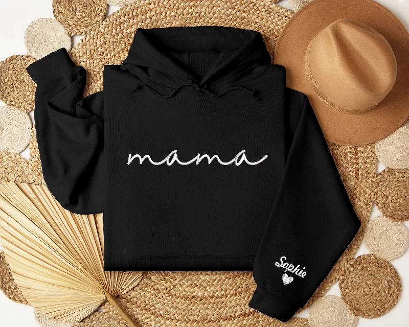 Custom Embroidered Mama hoodieshirts with Kids' Names on Sleeves, Mama Gift, Mom Gifts