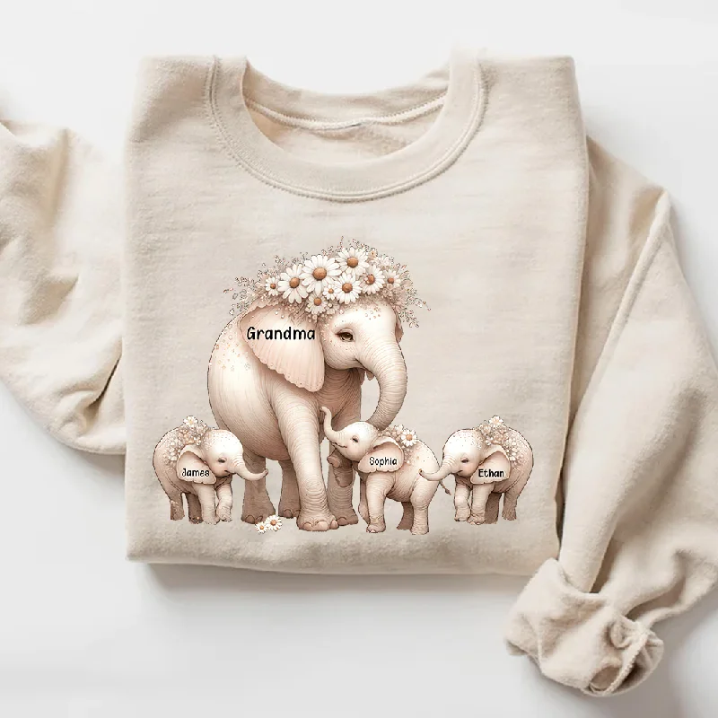 Custom Grandma Elephant And Grandkids Sweatshirt