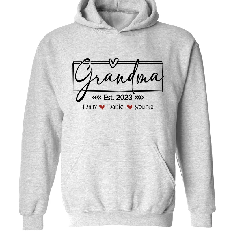 Custom Grandma, Grandma Est With Grandkids, Grandma Gift TH Hoodie