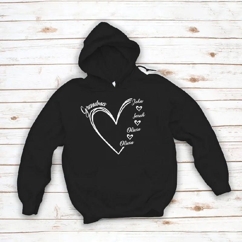 Custom Grandma shirt, Grandma Heart Shirt Hoodie