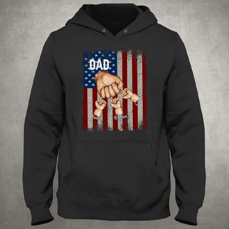 Dad Kids Hands Flag Hoodie