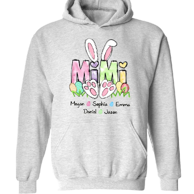 Easter Mimi With Grandkids Bunny, Personalized Grandma Easter Hoodie