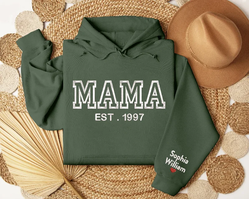 Embroidered Custom Mama Est And Grandkids Hoodie