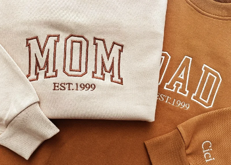 Embroidered Custom Name Mom, Dad, Grandma, Grandpa Sweatshirt