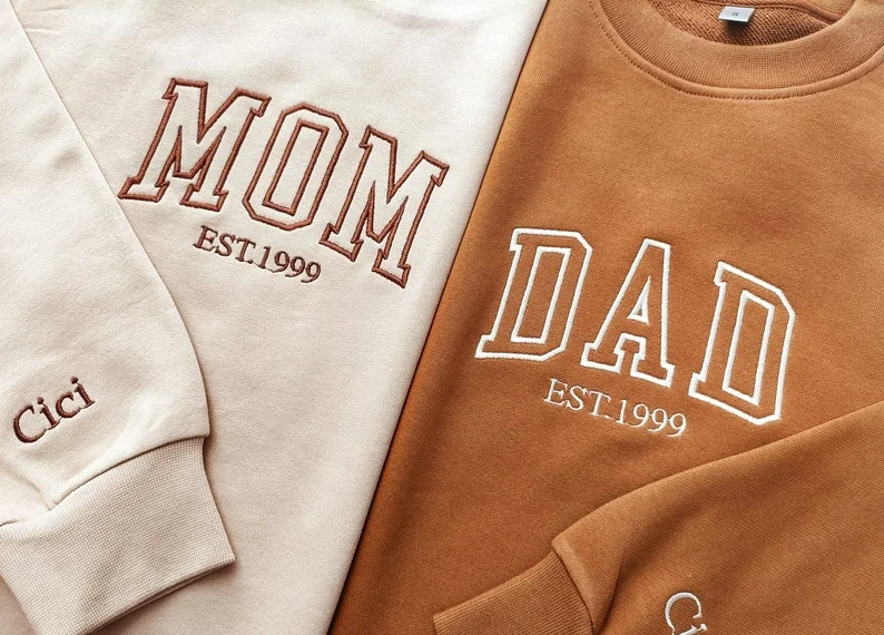 Embroidered Custom Name Mom, Dad, Grandma, Grandpa Sweatshirt