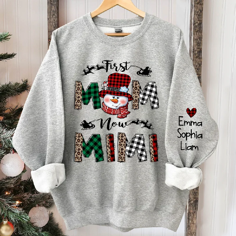 First Mom Now Mimi Christmas, Custom Mimi With Kids TH Sweatshirt