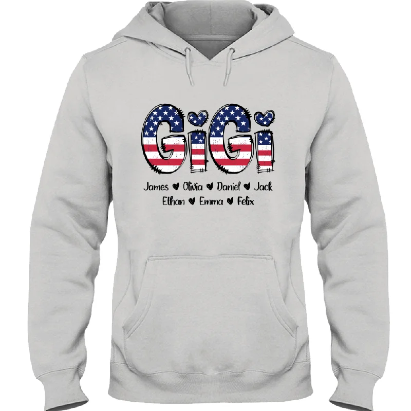 Gigi 4th Of July Shirt, Custom Gigi And Grandkids, Gift For Grandma TH Hoodie