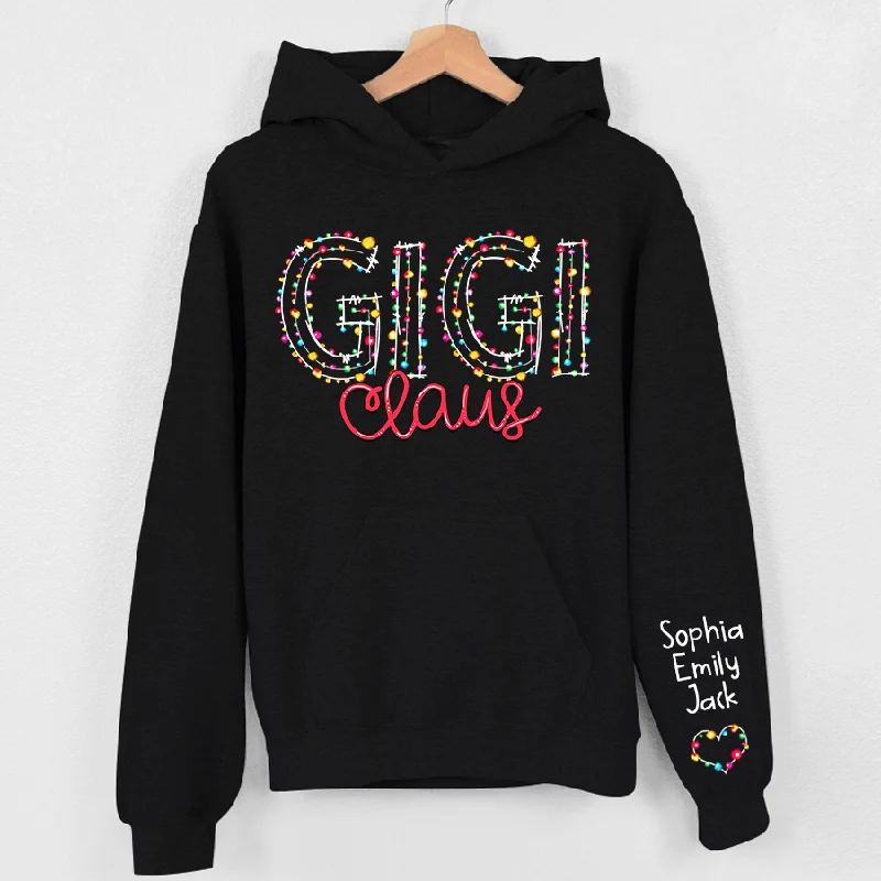 Gigi Claus Christmas lights And Grandkids Christmas Merry Hoodie